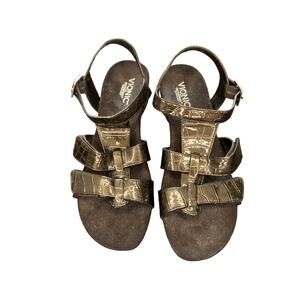 Vionic Black Casual Patent Leather Comfort Glenda Wedge Open Toe Sandals Size‎ 9